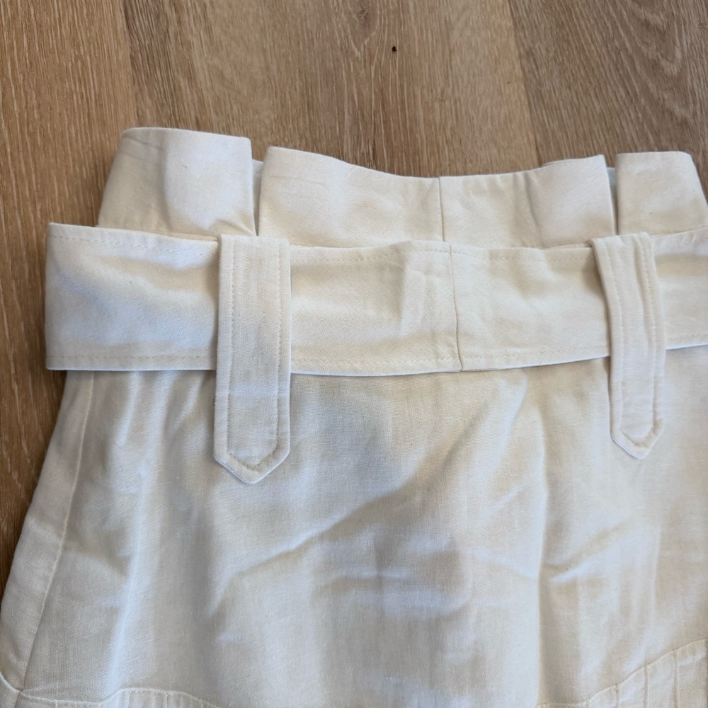 Teti Gio Linen White Paperbag Waist Slit Belt Midi Skirt Lagenlook Beachy Boho 4 - Picture 13 of 15